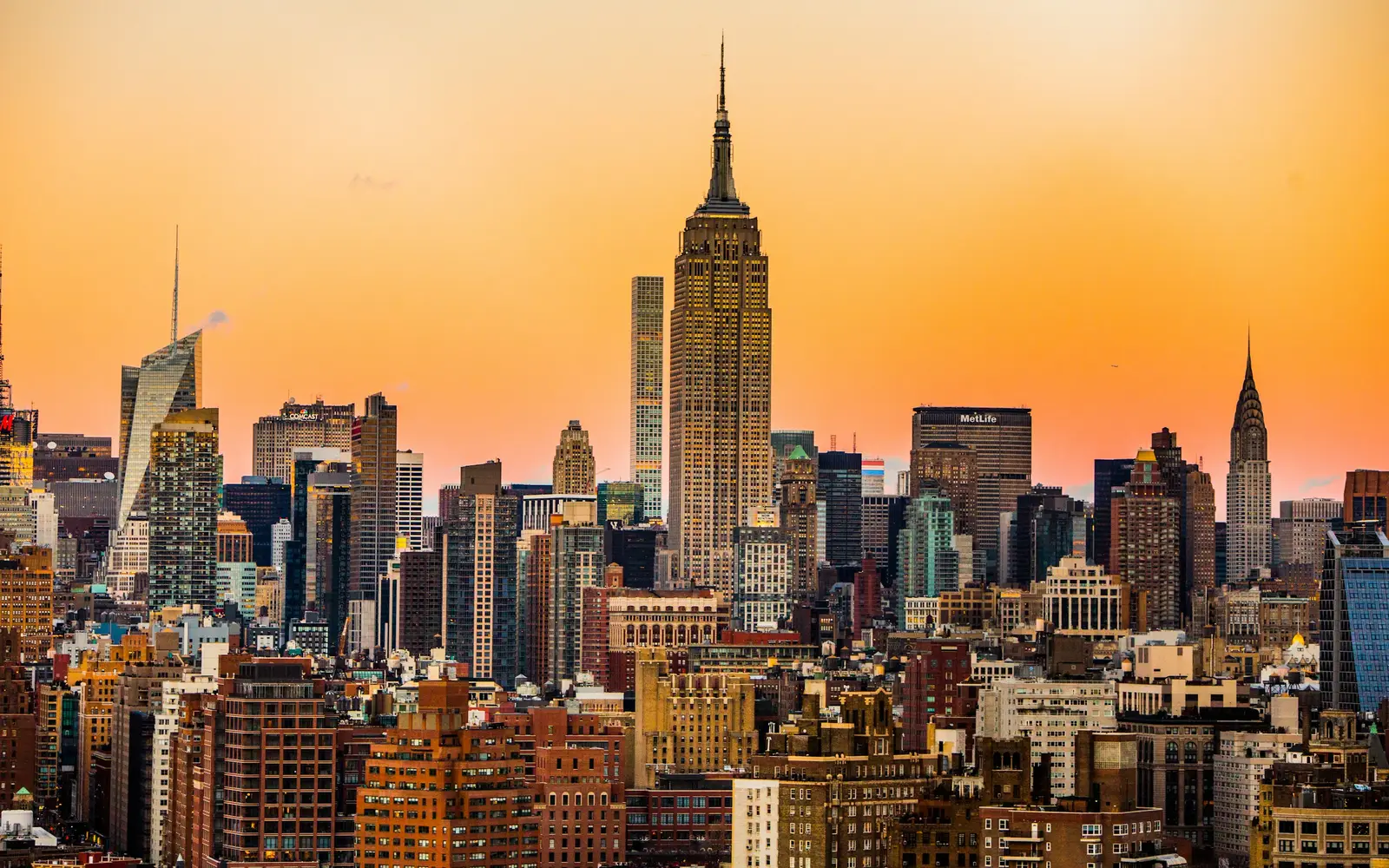 Skyline de Manhattan ao pôr do sol
